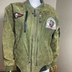 vintage Exploration by Adler jacket Olive Green Bomber Jacket with Patches